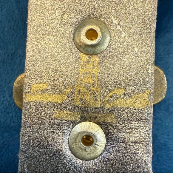 Sand Castle Vintage 80's USA Bronze Pewter Gold Color Mesh Metal Studded Belt - Picture 4 of 4